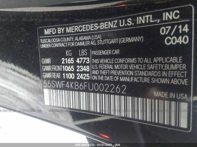 Photo 8 VIN: 55SWF4KB6FU002262 - MERCEDES-BENZ C-CLASS 