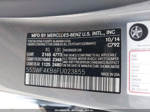 Photo 8 VIN: 55SWF4KB6FU023855 - MERCEDES-BENZ C-CLASS 