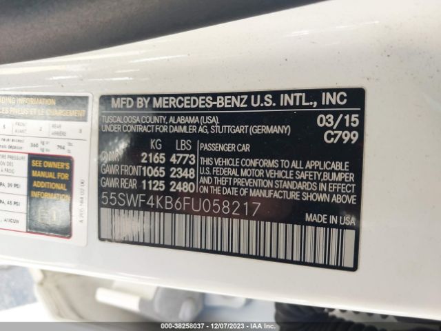 Photo 8 VIN: 55SWF4KB6FU058217 - MERCEDES-BENZ C 300 