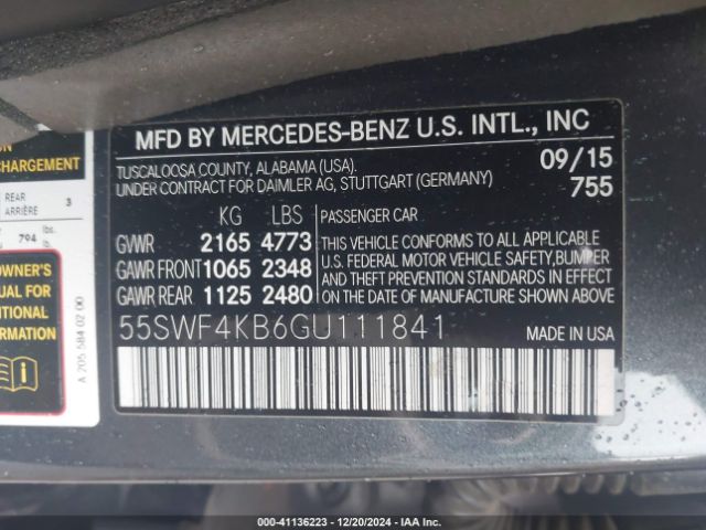 Photo 8 VIN: 55SWF4KB6GU111841 - MERCEDES-BENZ C-CLASS 