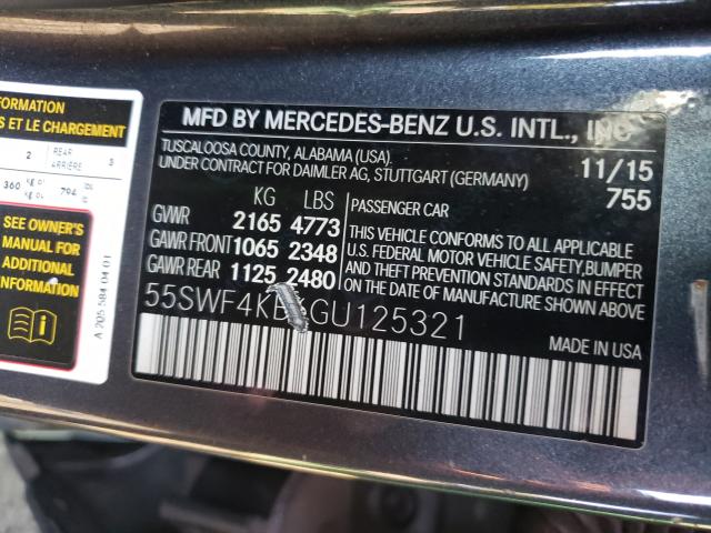 Photo 9 VIN: 55SWF4KB6GU125321 - MERCEDES-BENZ C 300 4MAT 