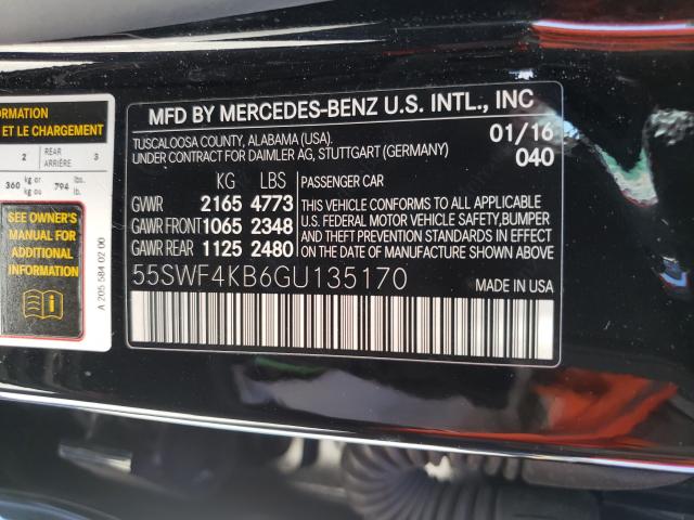 Photo 9 VIN: 55SWF4KB6GU135170 - MERCEDES-BENZ C 300 4MAT 