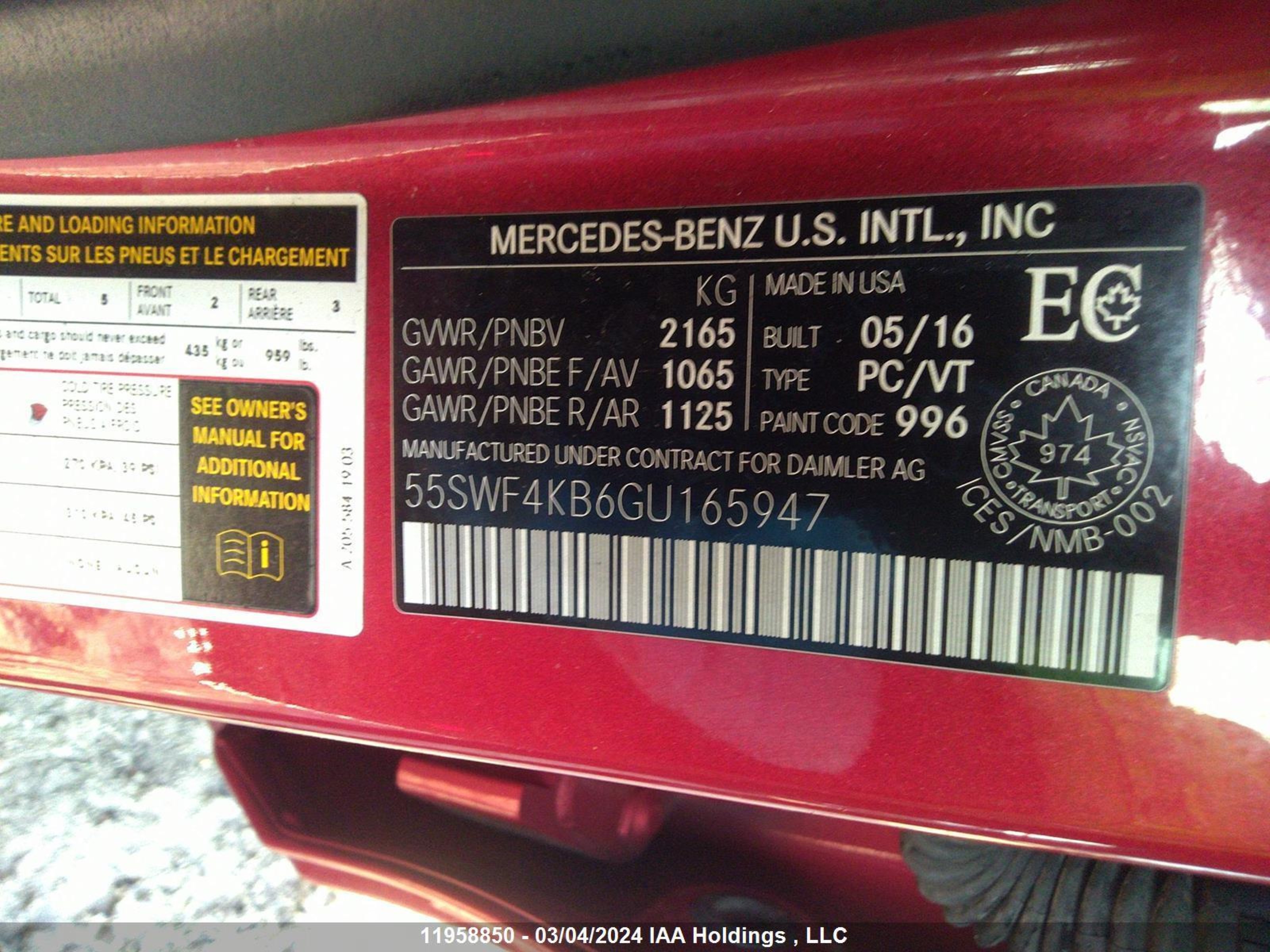 Photo 8 VIN: 55SWF4KB6GU165947 - MERCEDES-BENZ C-KLASSE 