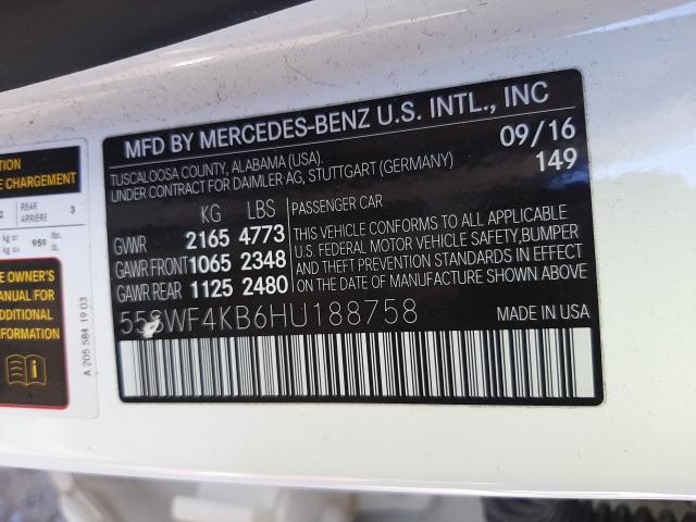 Photo 9 VIN: 55SWF4KB6HU188758 - MERCEDES-BENZ C 300 4MAT 