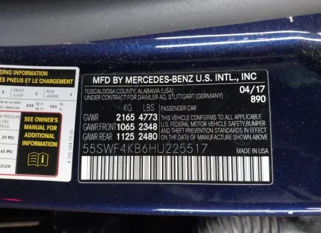 Photo 8 VIN: 55SWF4KB6HU225517 - MERCEDES-BENZ C 300 