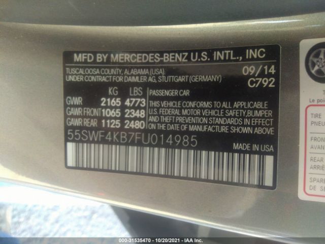 Photo 8 VIN: 55SWF4KB7FU014985 - MERCEDES-BENZ C-CLASS 