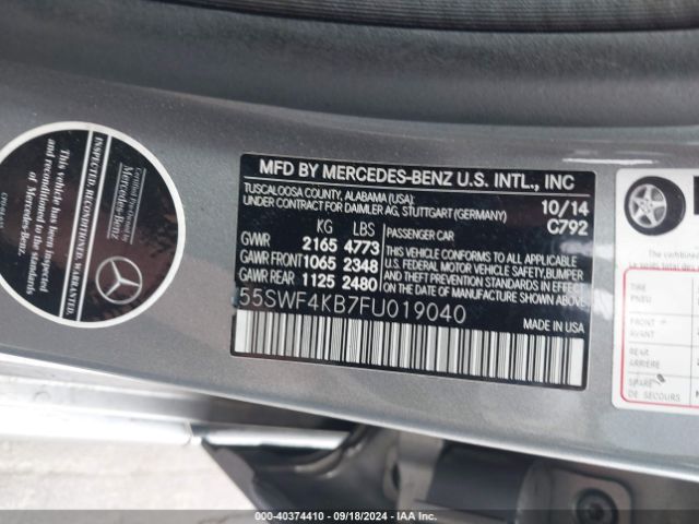 Photo 8 VIN: 55SWF4KB7FU019040 - MERCEDES-BENZ C-CLASS 