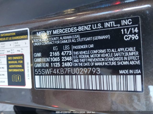 Photo 8 VIN: 55SWF4KB7FU029793 - MERCEDES-BENZ C-CLASS 