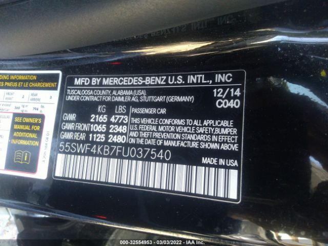 Photo 8 VIN: 55SWF4KB7FU037540 - MERCEDES-BENZ C-CLASS 