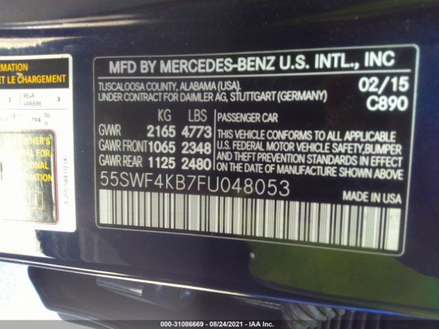 Photo 8 VIN: 55SWF4KB7FU048053 - MERCEDES-BENZ C-CLASS 