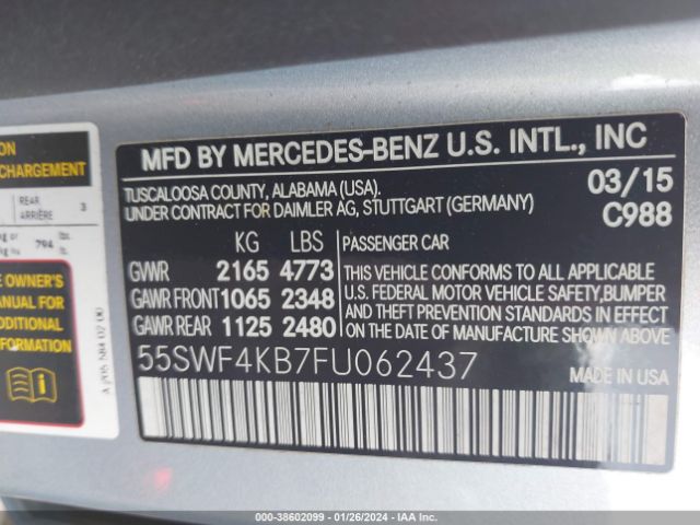 Photo 8 VIN: 55SWF4KB7FU062437 - MERCEDES-BENZ C 300 