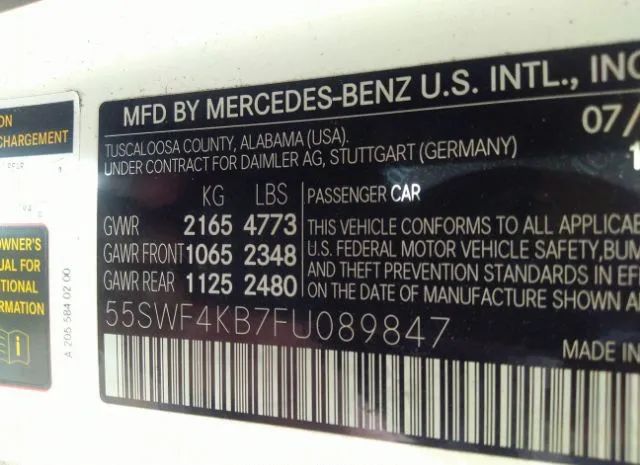 Photo 8 VIN: 55SWF4KB7FU089847 - MERCEDES-BENZ C-CLASS 