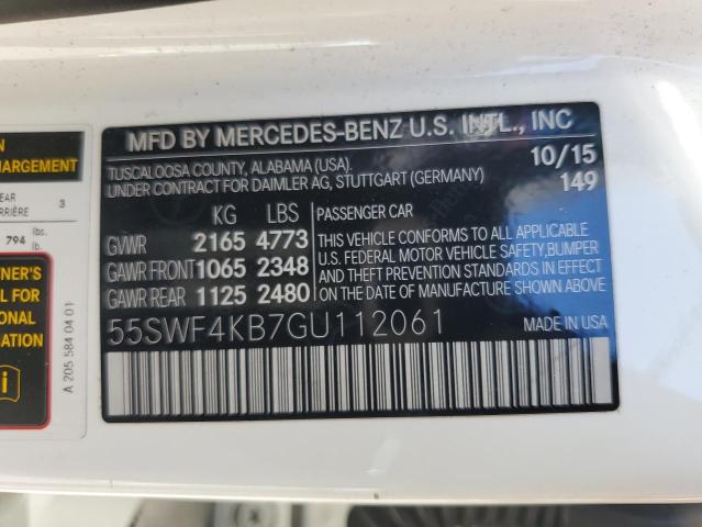 Photo 12 VIN: 55SWF4KB7GU112061 - MERCEDES-BENZ C 300 4MAT 