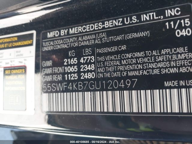 Photo 8 VIN: 55SWF4KB7GU120497 - MERCEDES-BENZ C-CLASS 