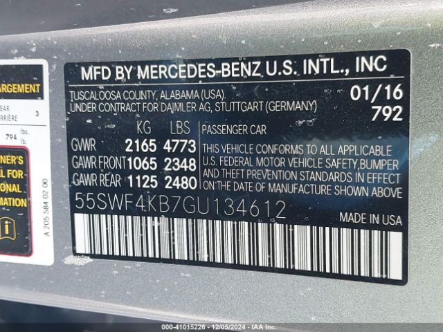 Photo 8 VIN: 55SWF4KB7GU134612 - MERCEDES-BENZ C-CLASS 