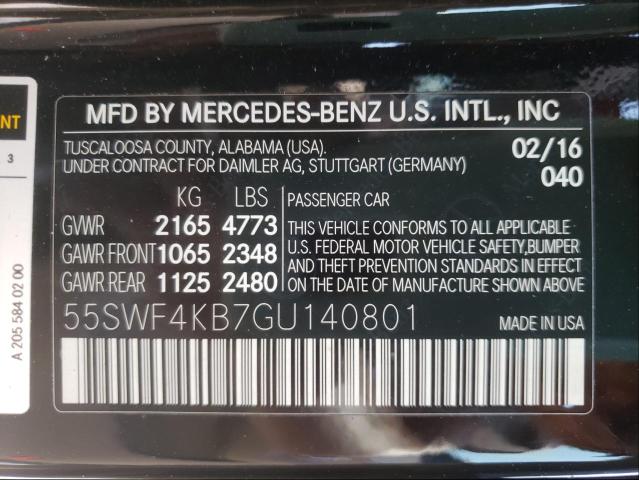 Photo 9 VIN: 55SWF4KB7GU140801 - MERCEDES-BENZ C 300 4MAT 