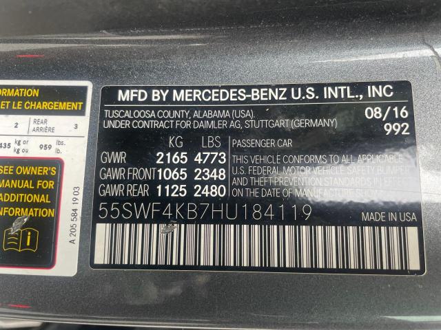 Photo 9 VIN: 55SWF4KB7HU184119 - MERCEDES-BENZ C 300 4MAT 