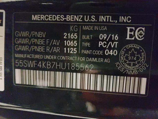 Photo 12 VIN: 55SWF4KB7HU185562 - MERCEDES-BENZ C 300 4MAT 