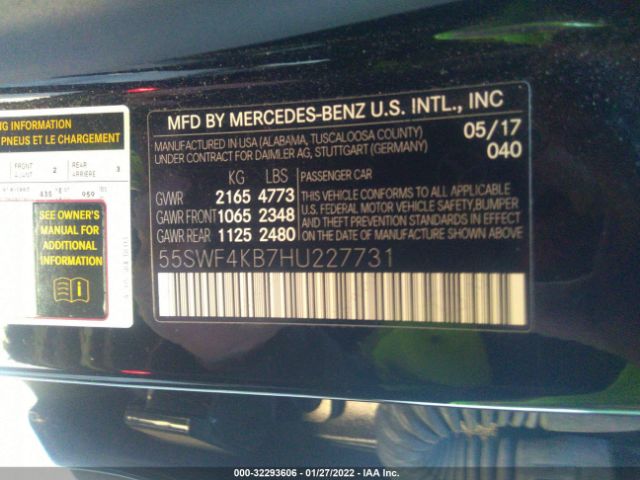 Photo 8 VIN: 55SWF4KB7HU227731 - MERCEDES-BENZ C-CLASS 