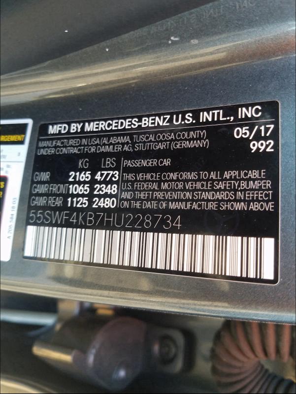 Photo 9 VIN: 55SWF4KB7HU228734 - MERCEDES-BENZ C 300 4MAT 