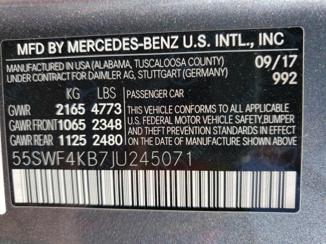 Photo 9 VIN: 55SWF4KB7JU245071 - MERCEDES-BENZ C 300 4MAT 