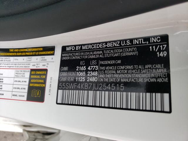 Photo 9 VIN: 55SWF4KB7JU254515 - MERCEDES-BENZ C 300 4MAT 