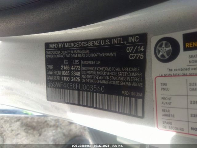 Photo 8 VIN: 55SWF4KB8FU003560 - MERCEDES-BENZ C-CLASS 