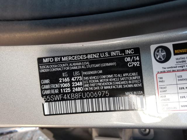 Photo 9 VIN: 55SWF4KB8FU006975 - MERCEDES-BENZ C 300 4MAT 