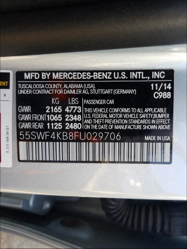 Photo 9 VIN: 55SWF4KB8FU029706 - MERCEDES-BENZ C 300 4MAT 