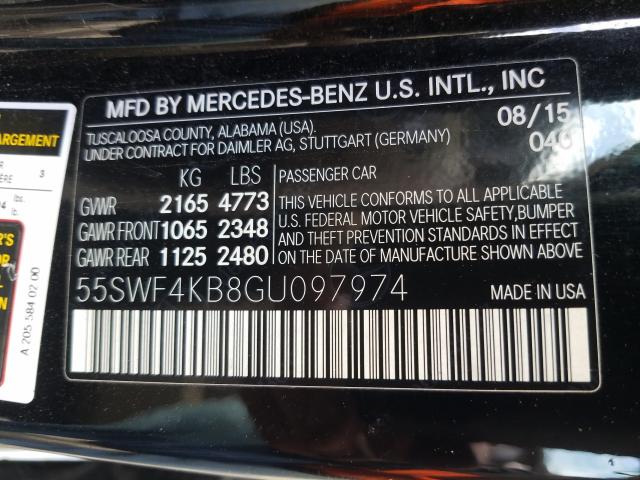 Photo 9 VIN: 55SWF4KB8GU097974 - MERCEDES-BENZ C 300 4MAT 