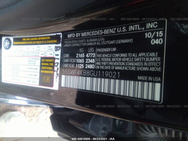 Photo 8 VIN: 55SWF4KB8GU119021 - MERCEDES-BENZ C-CLASS 