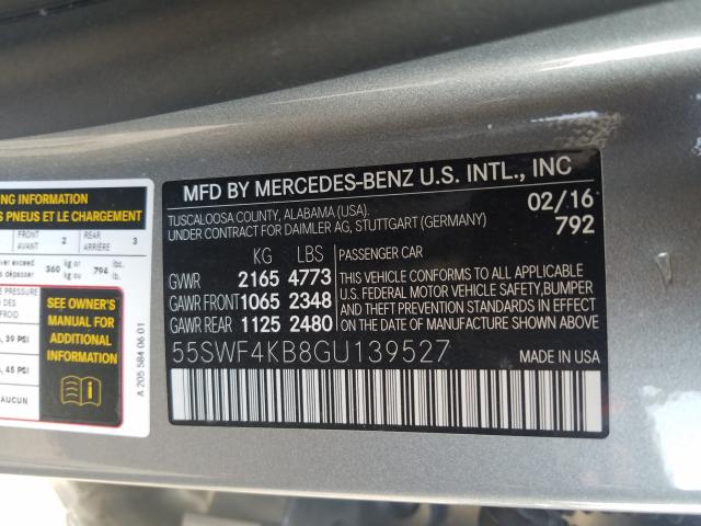 Photo 9 VIN: 55SWF4KB8GU139527 - MERCEDES-BENZ C 300 4MAT 