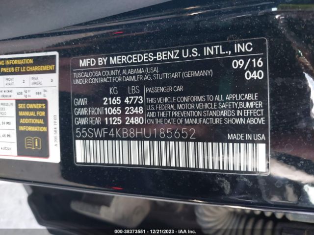 Photo 8 VIN: 55SWF4KB8HU185652 - MERCEDES-BENZ C 300 