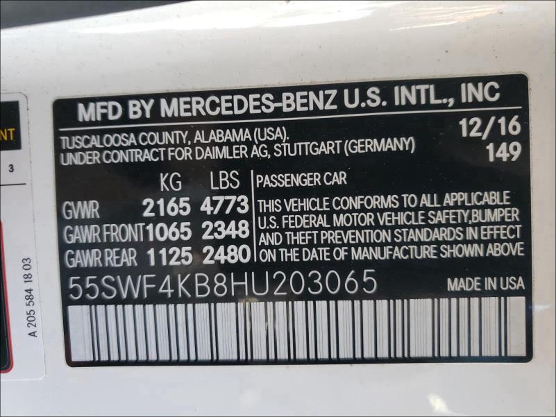 Photo 9 VIN: 55SWF4KB8HU203065 - MERCEDES-BENZ C 300 4MAT 