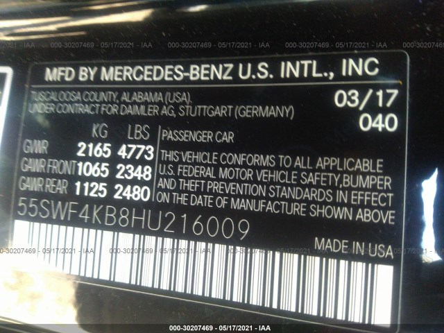 Photo 8 VIN: 55SWF4KB8HU216009 - MERCEDES-BENZ C 300 