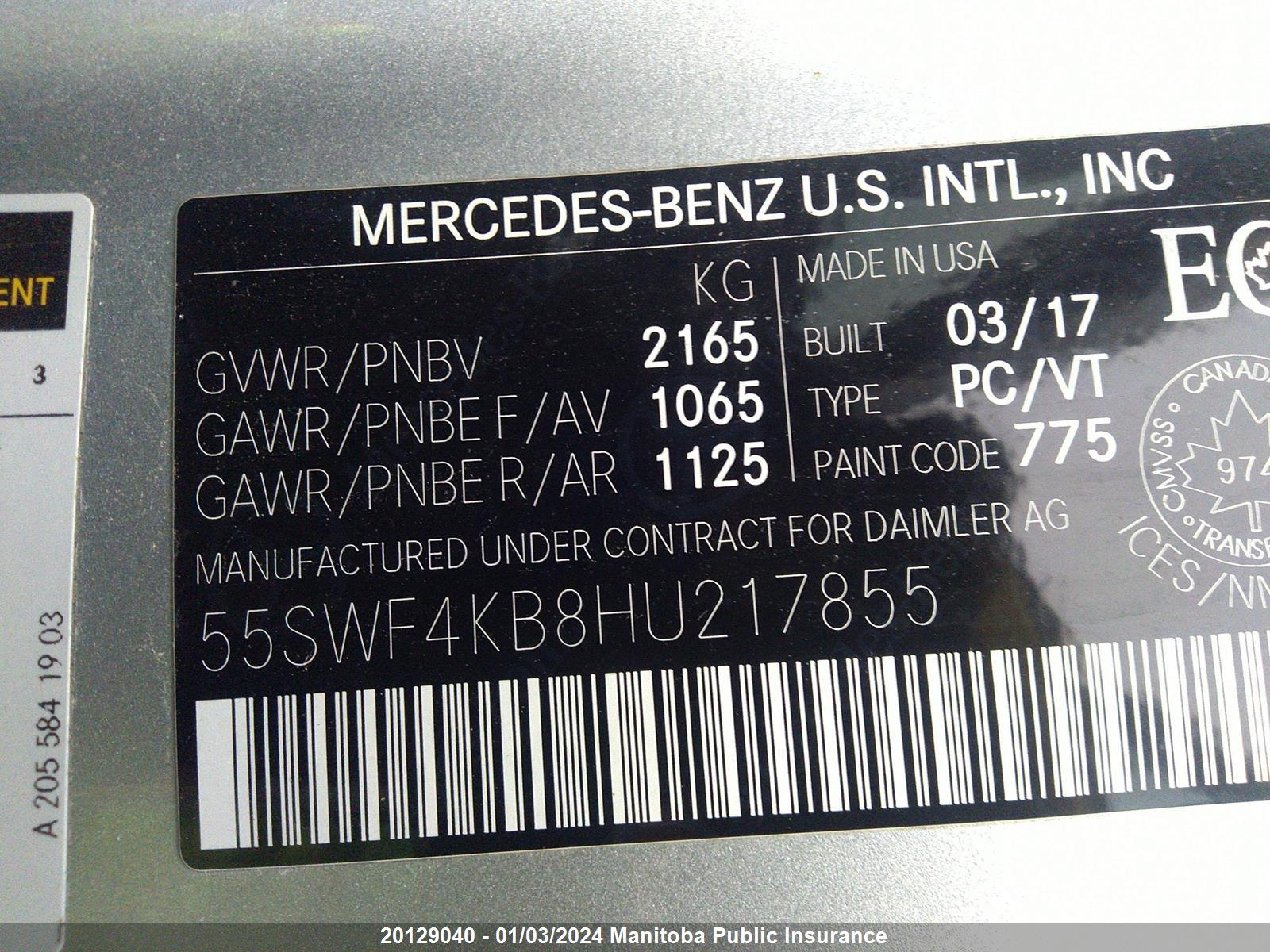 Photo 8 VIN: 55SWF4KB8HU217855 - MERCEDES-BENZ C-KLASSE 