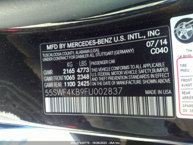 Photo 8 VIN: 55SWF4KB9FU002837 - MERCEDES-BENZ C-CLASS 