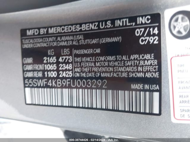 Photo 8 VIN: 55SWF4KB9FU003292 - MERCEDES-BENZ C 300 