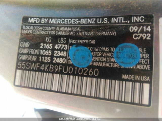 Photo 8 VIN: 55SWF4KB9FU010260 - MERCEDES-BENZ C-CLASS 