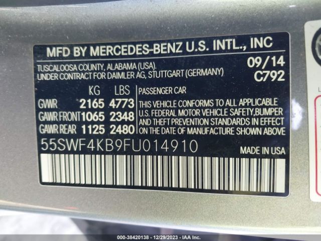 Photo 8 VIN: 55SWF4KB9FU014910 - MERCEDES-BENZ C 300 