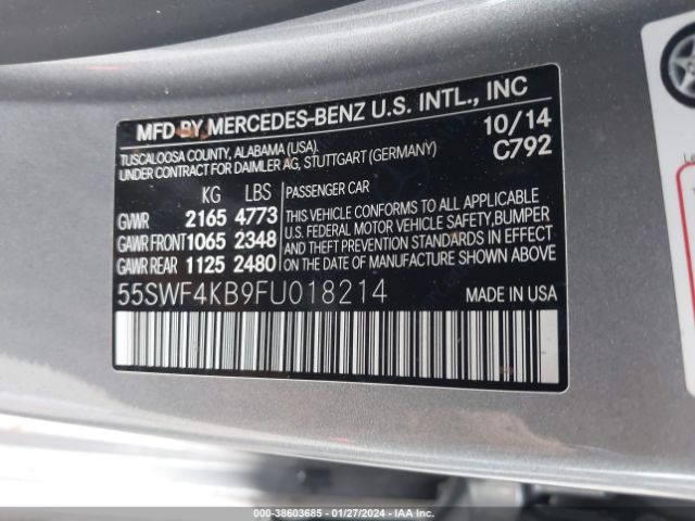 Photo 8 VIN: 55SWF4KB9FU018214 - MERCEDES-BENZ C 300 