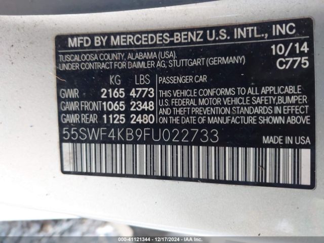 Photo 8 VIN: 55SWF4KB9FU022733 - MERCEDES-BENZ C-CLASS 