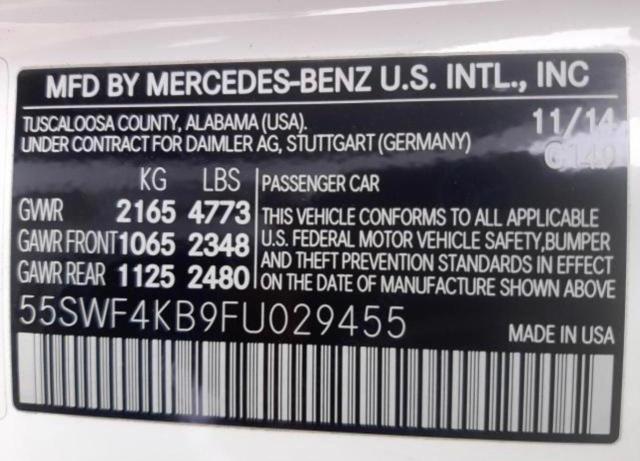 Photo 9 VIN: 55SWF4KB9FU029455 - MERCEDES-BENZ C 300 4MAT 