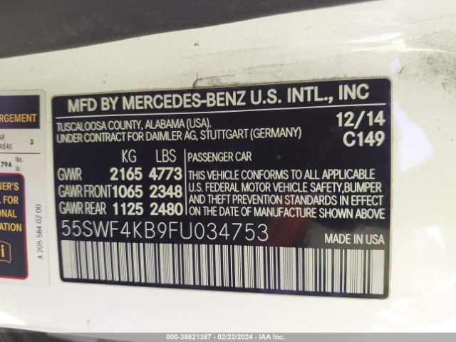 Photo 8 VIN: 55SWF4KB9FU034753 - MERCEDES-BENZ C 300 