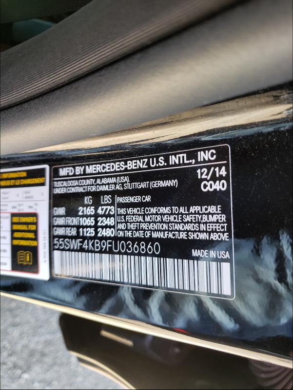 Photo 9 VIN: 55SWF4KB9FU036860 - MERCEDES-BENZ C 300 4MAT 