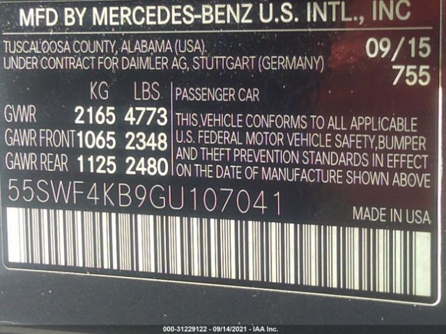 Photo 8 VIN: 55SWF4KB9GU107041 - MERCEDES-BENZ C-CLASS 