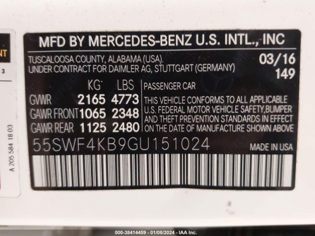 Photo 8 VIN: 55SWF4KB9GU151024 - MERCEDES-BENZ C 300 