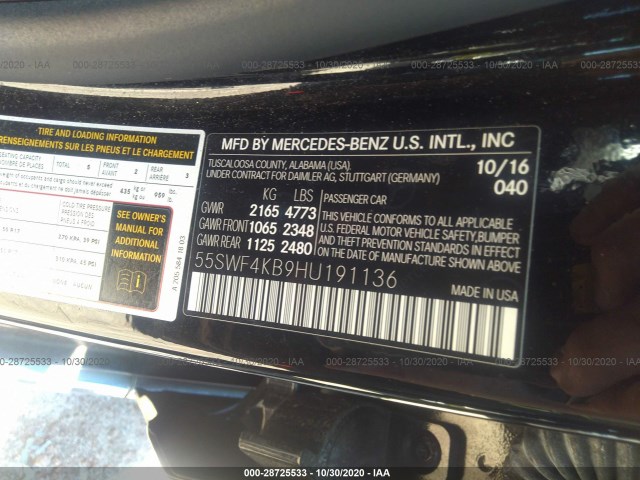 Photo 8 VIN: 55SWF4KB9HU191136 - MERCEDES-BENZ C-CLASS 