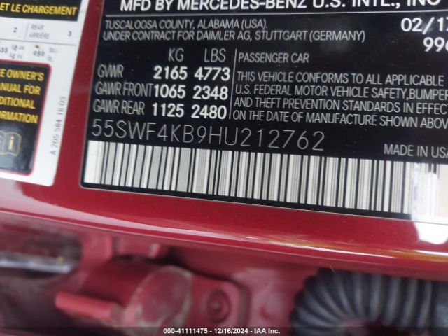 Photo 8 VIN: 55SWF4KB9HU212762 - MERCEDES-BENZ C-CLASS 