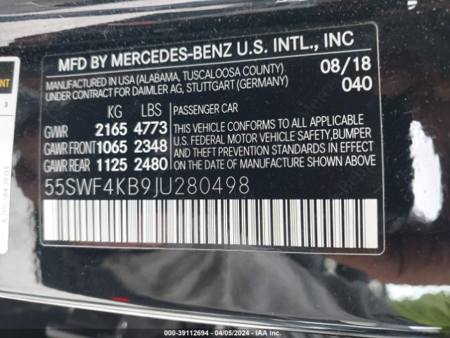 Photo 8 VIN: 55SWF4KB9JU280498 - MERCEDES-BENZ C 300 